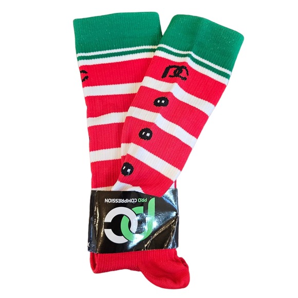 NWT NEW pro compression socks size XS Christmas elf themed gift idea recovery - Picture 2 of 3